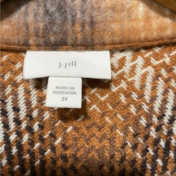 J.Jill Brushed Flannel Evermore Shacket Jacket Women’s 2X Butternut Plaid Cozy - Picture 4 of 9